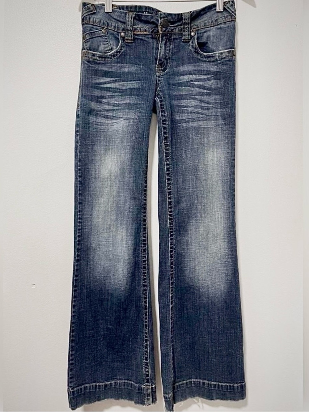 Mall Goth Cyber Bling Vintage Thick Stitch Low Rise Flare Alex Jeans Hydraulic